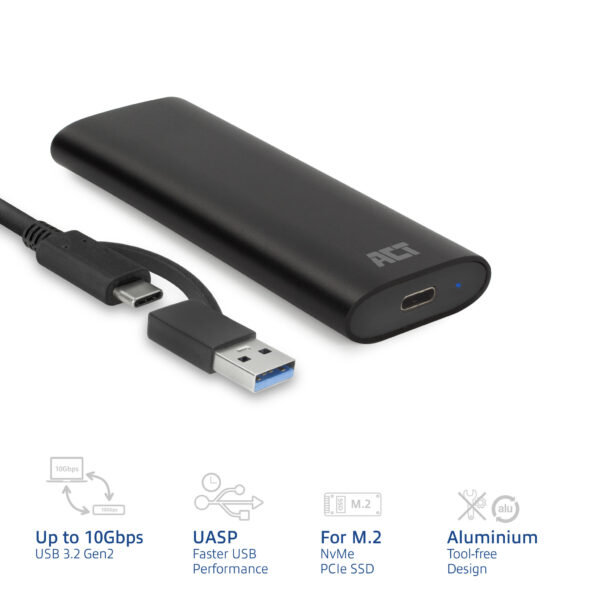ACT USB-C M.2 NVMe / PCIe SSD Behuizing, tool-free - Afbeelding 5