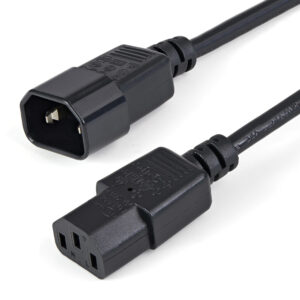 StarTech.com 1m Stroom Verlengkabel, C14 naar C13 Voedingskabel, 10A 125V, 18AWG, Computer Stroomkabel, IEC-320-C14 naar IEC-320