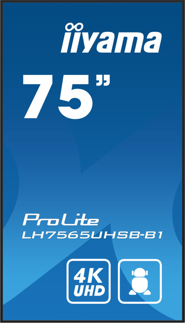 iiyama LH7565UHSB-B1 beeldkrant Kiosk-ontwerp 189,2 cm (74.5") LED Wifi 800 cd/m² 4K Ultra HD Zwart Type processor Android 11 24 - Afbeelding 2