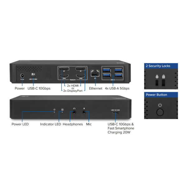 ACT USB-C Docking Station 4K, voor 2 HDMI of DisplayPort monitoren, DisplayLink - Afbeelding 4