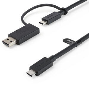 StarTech.com 1m USB-C Kabel met USB-A Adapter Dongle - Hybride 2-in-1 USB C Kabel met USB-A/USB-C naar USB-C (10Gbps/100W PD), U
