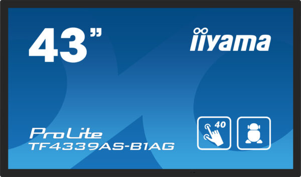 iiyama TF4339AS-B1AG beeldkrant Digitale signage flatscreen 108 cm (42.5") LED 500 cd/m² 4K Ultra HD Zwart Touchscreen Type proc
