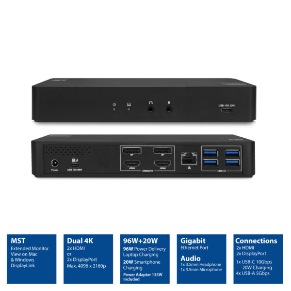 ACT USB-C Docking Station 4K, voor 2 HDMI of DisplayPort monitoren, DisplayLink - Afbeelding 7