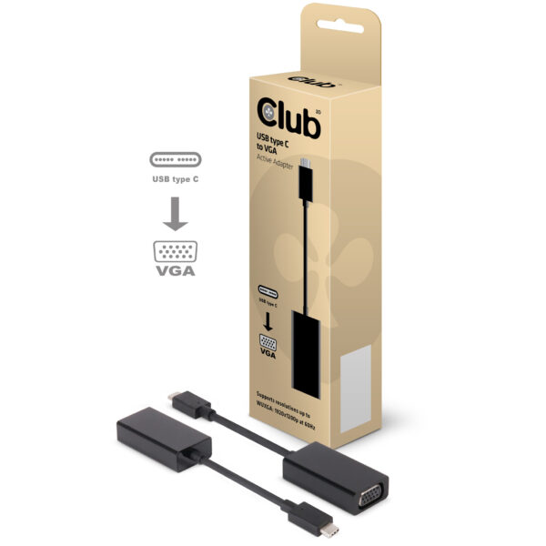 CLUB3D USB 3.1 Type C to VGA Active Adapter - Afbeelding 2