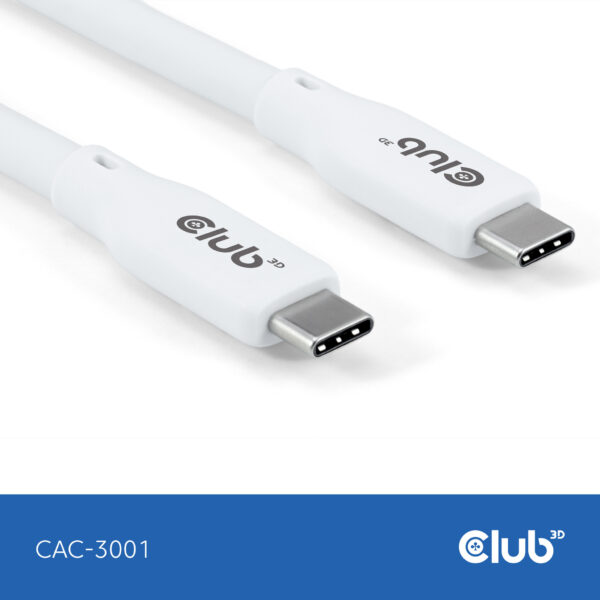 CLUB3D USB C oplaadkabel wit siliconen & tangle-free - Afbeelding 6