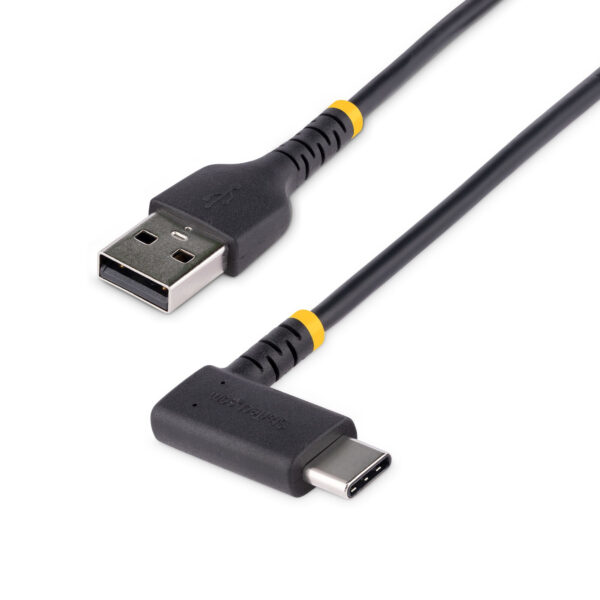 StarTech.com 15cm USB A naar USB-C Oplaadkabel, Robuuste Fast Charge USB A naar USB-C Data Kabel, Haakse Type-C Kabel, Rugged Ar