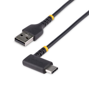 StarTech.com 1m USB A naar USB-C Oplaadkabel, Robuuste Fast Charge USB A naar USB-C Data Kabel, Haakse Type-C Kabel, Rugged Aram