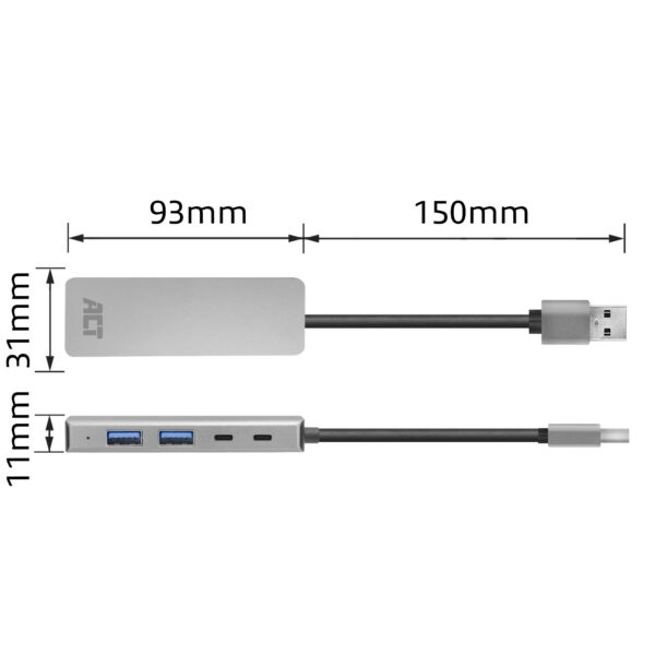 ACT USB-A hub 3.0, 2x USB-A, 2x USB-C - Afbeelding 8