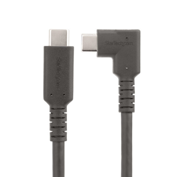 StarTech.com 1m Haakse USB-C Kabel, Rugged, USB 3.2 Gen 2 (10 Gbps), USB C naar C Data transfer Kabel met Rechte Hoek, 4K 60Hz D - Afbeelding 2