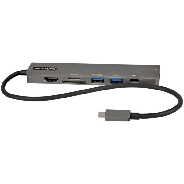 StarTech.com USB C Multiport Adapter - USB-C naar 4K 60Hz HDMI 2.0, 100W Power Delivery Pass-through, SD/MicroSD, 2-Port USB 3.0
