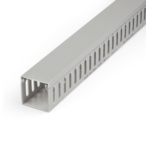 StarTech.com Kabelgoot met Open Sleuven en Deksel, 50mm B x 50mm H 2m L 8mm Sleuven PVC Draadgoot / Muurlijst voor Netwerk Kabel