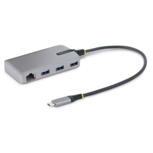 StarTech.com 3-Port USB-C Hub met Ethernet, 3x USB-A , Gigabit Ethernet RJ45, USB 3.0 5Gbps, Bus-Powered, 30cm Kabel, Compacte L