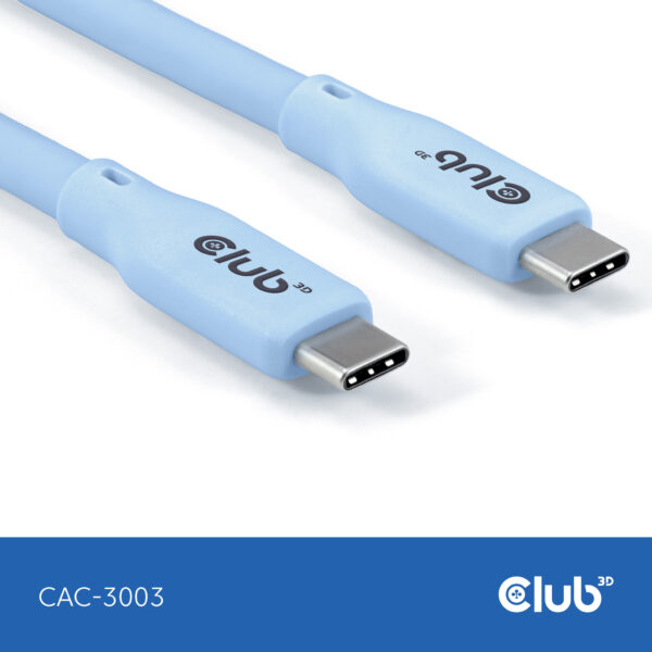 CLUB3D USB C oplaadkabel blauw siliconen & tangle-free - Afbeelding 6