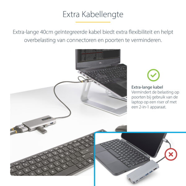 StarTech.com USB-C Multiport Adapter met Ingebouwde USB-C naar USB-A Dongle, Dual HDMI (4K30Hz/1080p60Hz), 3x USB-A 5Gbps, Mini - Afbeelding 11