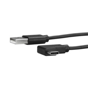 StarTech.com 1m USB-A naar USB-C Oplaadkabel, Opladen & Sync, USB-A naar USB-C Data Kabel, Haakse USB Type-C Kabel, M/M, Zwart