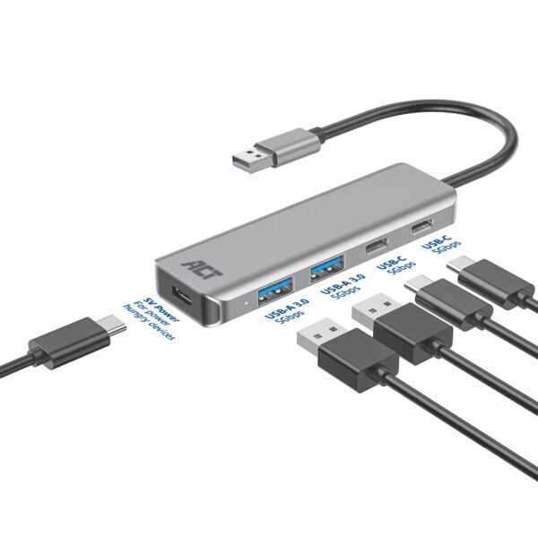 ACT USB-A hub 3.0, 2x USB-A, 2x USB-C - Afbeelding 3