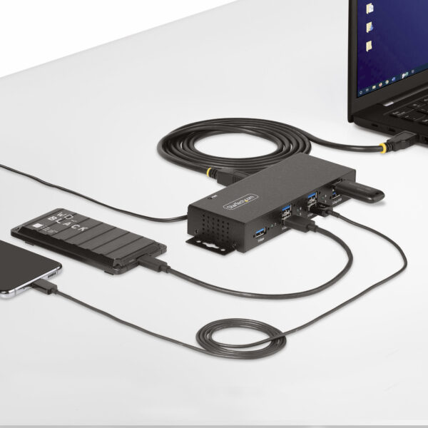 StarTech.com 7-Port Managed USB Hub met 4x USB-A, Heavy Duty met Industriële Stalen Behuizing, ESD & Overspanningsbeveiliging, W - Afbeelding 7