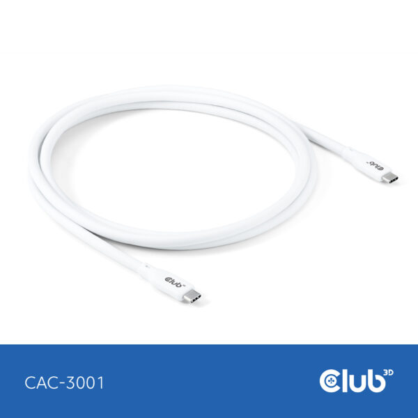 CLUB3D USB C oplaadkabel wit siliconen & tangle-free - Afbeelding 7