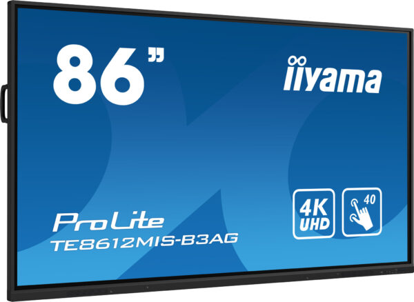 iiyama TE8612MIS-B3AG beeldkrant Kiosk-ontwerp 2,18 m (86") LCD Wifi 400 cd/m² 4K Ultra HD Zwart Touchscreen Type processor Andr - Afbeelding 2