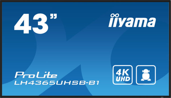 iiyama LH4365UHSB-B1 beeldkrant Kiosk-ontwerp 108 cm (42.5") LED Wifi 800 cd/m² 4K Ultra HD Zwart Type processor Android 11 24/7