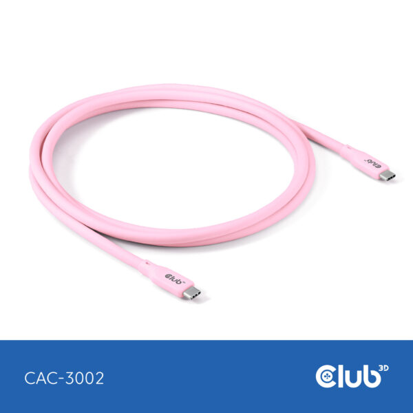 CLUB3D USB C oplaadkabel roze siliconen & tangle-free - Afbeelding 7