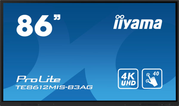 iiyama TE8612MIS-B3AG beeldkrant Kiosk-ontwerp 2,18 m (86") LCD Wifi 400 cd/m² 4K Ultra HD Zwart Touchscreen Type processor Andr