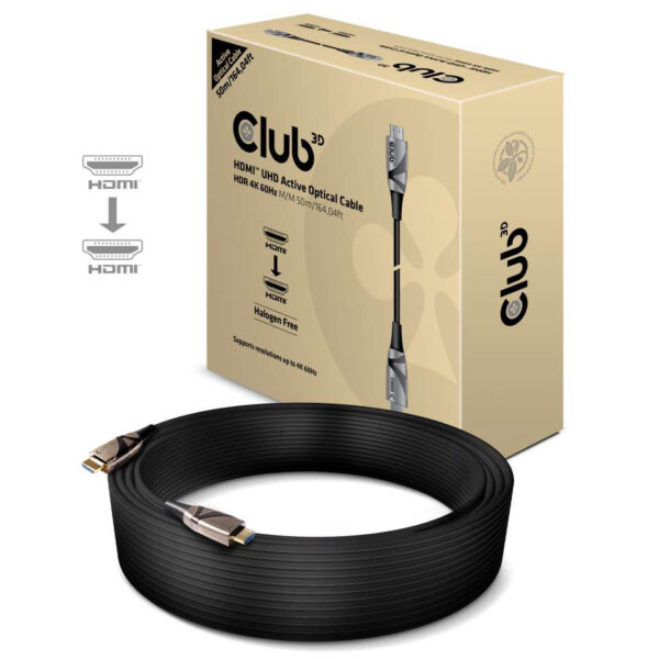 CLUB3D HDMI 2.0 Ultra HD Actieve Optical Kabel HDR 4K 60Hz M/M 50 meter - Afbeelding 2
