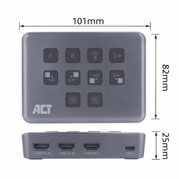 ACT Dual HDMI input USB-C Video Switcher, capturen en live streamen - Afbeelding 5