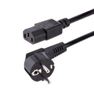 StarTech.com 1m Stroomkabel, 18AWG, EU Schuko naar C13 Voedingskabel, 250V 10A, Zwart, AC Vervangkabel, TV/Monitor Stroomkabel,