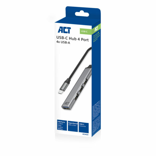 ACT USB-C hub, 3x USB-A 2.0 en 1x USB-A 3.0 - Afbeelding 2