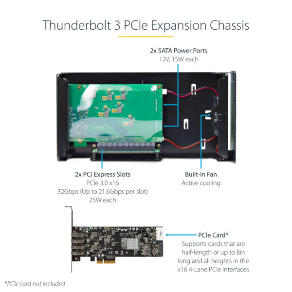 StarTech.com Thunderbolt 3 PCIe Box, Externe Behuizing met Twee PCI Express Slots, PCIe Expansion Chassis voor Laptops/Desktops/ - Afbeelding 12