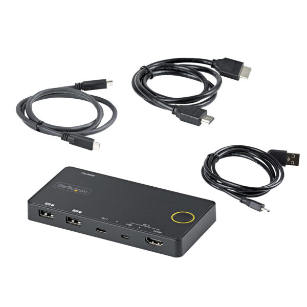 StarTech.com 2 Port Hybride USB-A + HDMI & USB-C KVM Switch - Enkele 4K 60Hz HDMI 2.0 Monitor - Compacte Desktop en/of Laptop HD - Afbeelding 6