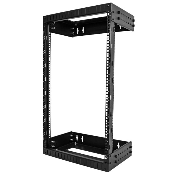 StarTech.com 2 Post 18U Heavy-Duty Wandmonteerbare Server Rack, 19" Open Frame Netwerk Rack met Verstelbare Diepte, Data Rack vo