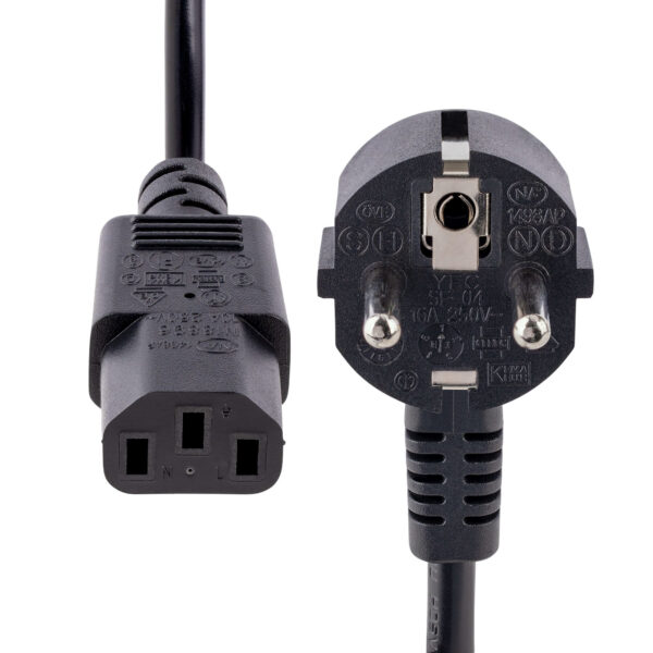 StarTech.com 1m Stroomkabel, 18AWG, EU Schuko naar C13 Voedingskabel, 250V 10A, Zwart, AC Vervangkabel, TV/Monitor Stroomkabel, - Afbeelding 4