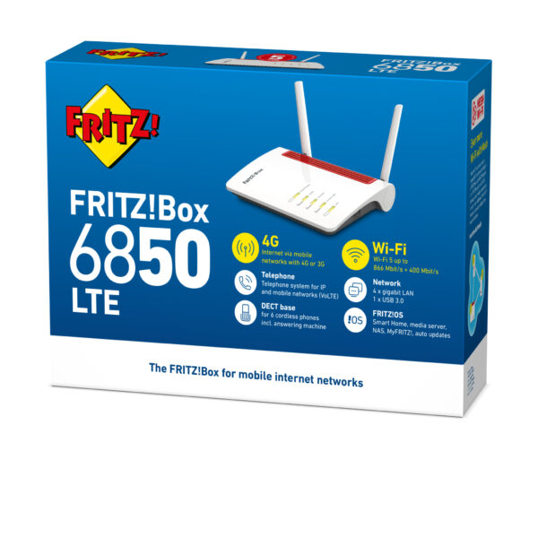 FRITZ!Box 6850 LTE draadloze router Gigabit Ethernet Dual-band (2.4 GHz / 5 GHz) 4G Wit - Afbeelding 3