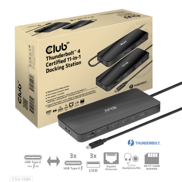 CLUB3D Thunderbolt 4 Certified 11-in-1 Docking Station - Afbeelding 24