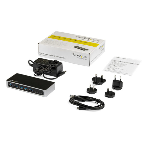 StarTech.com 7 Port USB-C Hub met Fast Charge poort - USB-C naar 5x USB-A 2x USB-C (USB 3.0 SuperSpeed 5Gbps) - USB 3.2 Gen 1 Ty - Afbeelding 5