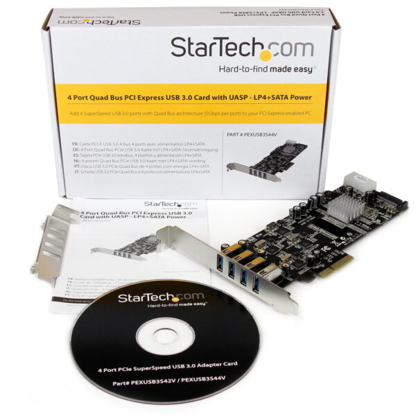 StarTech.com 4-poorts PCI Express (PCIe) SuperSpeed USB 3.0 kaartadapter met 4 speciale 5 Gbps kanalen UASP SATA/LP4-voeding - Afbeelding 8