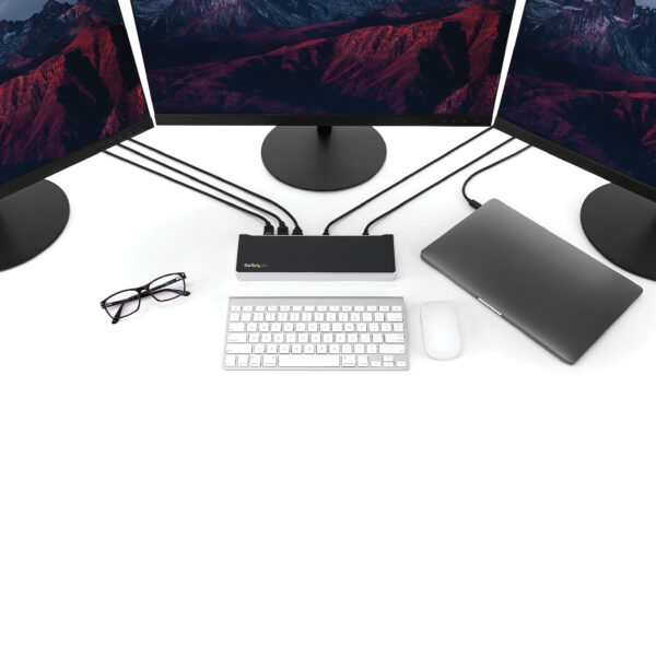 StarTech.com 4K USB-C Dock, Triple UHD 4K Monitor Docking Station, Mac & Windows, USB C to HDMI & DisplayPort, 60W Power Deliver - Afbeelding 4