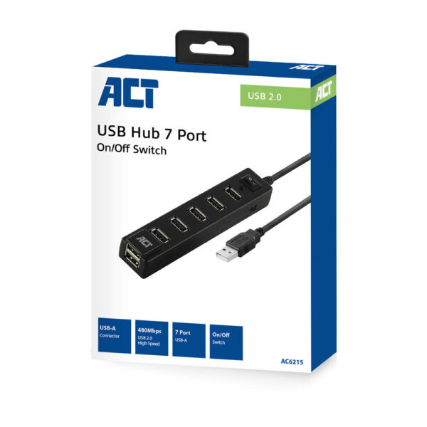 ACT USB hub 7 poorts, aan/uit-schakelaar - Afbeelding 2