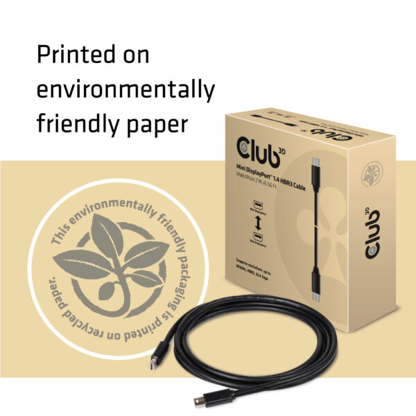 CLUB3D Mini DisplayPort 1.4 Kabel HBR3 8K60Hz M/M 2 meter - Afbeelding 3