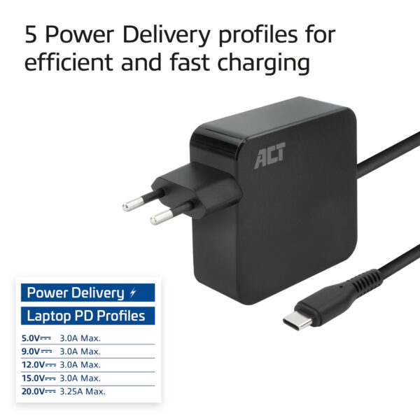 ACT USB-C laptoplader 65W met Power Delivery-profielen, 2 meter - Afbeelding 6