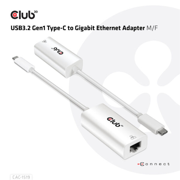 CLUB3D USB3.2 Gen1 Type-C to Gigabit Ethernet Adapter M/F - Afbeelding 4