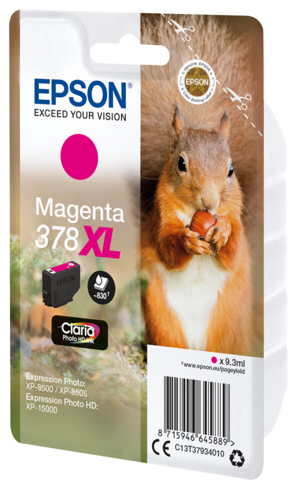 Epson Squirrel Singlepack Magenta 378XL Claria Photo HD Ink - Afbeelding 3
