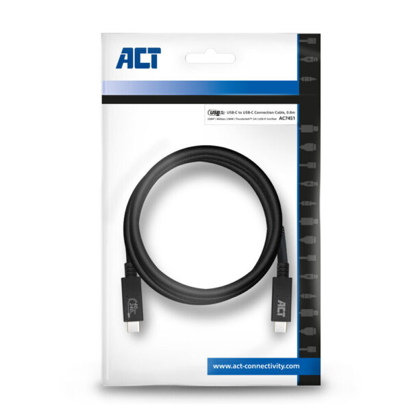 ACT USB4® 40Gbps kabel, USB-C, USB-IF gecertificeerd, 0,8 meter - Afbeelding 4