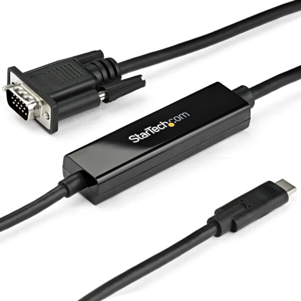 StarTech.com 1m USB C naar VGA Kabel, 1920x1200/1080p USB Type C naar VGA Video Active Adapter Kabel, Thunderbolt 3 Compatibel,