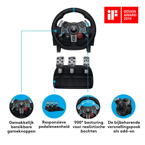 Logitech G G29 Driving Force Zwart USB 2.0 Stuurwiel + pedalen Analoog PC, PlayStation 4, PlayStation 5, Playstation 3 - Afbeelding 10