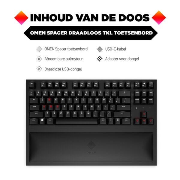 HP OMEN Spacer Draadloos TKL Toetsenbord - Afbeelding 2
