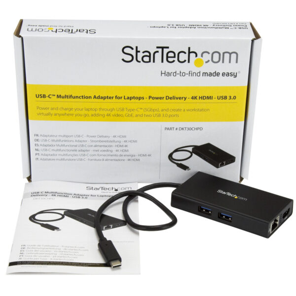 StarTech.com USB-C Multiport Adapter, USB-C Travel Dock met 4K HDMI, 60W Power Delivery Passthrough, GbE, 2pt USB-A 3.0 Hub, USB - Afbeelding 8