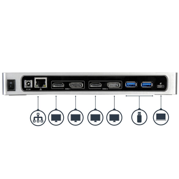 StarTech.com Hybride dual 4K USB-C docking station - met 6x USB 3.0 poorten - USB-A compatibel - Afbeelding 4